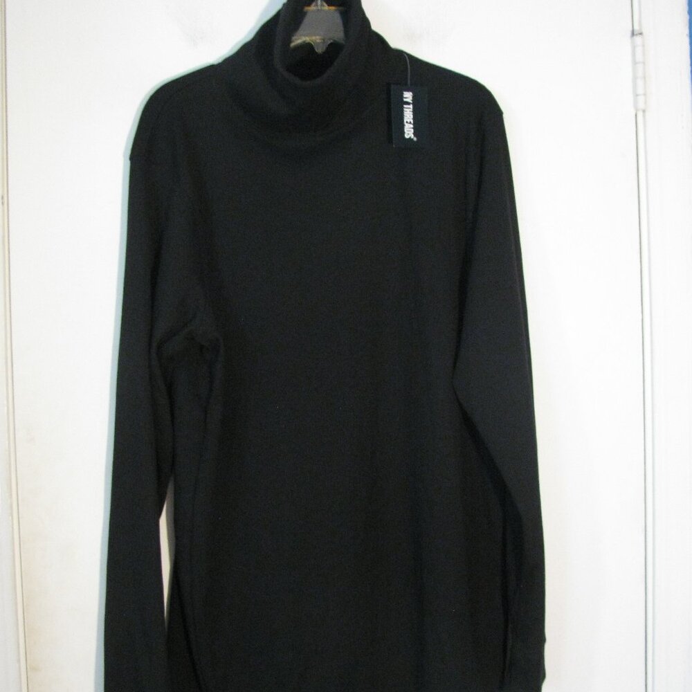 NY Threads Long Knit Tunic Sweater XL NWT $39 Black Ribbed Stretch Knit Mini